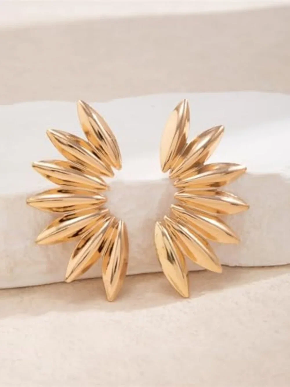 Petal Earrings For Women,Gold Statement Earring Vintage Exaggerated‎